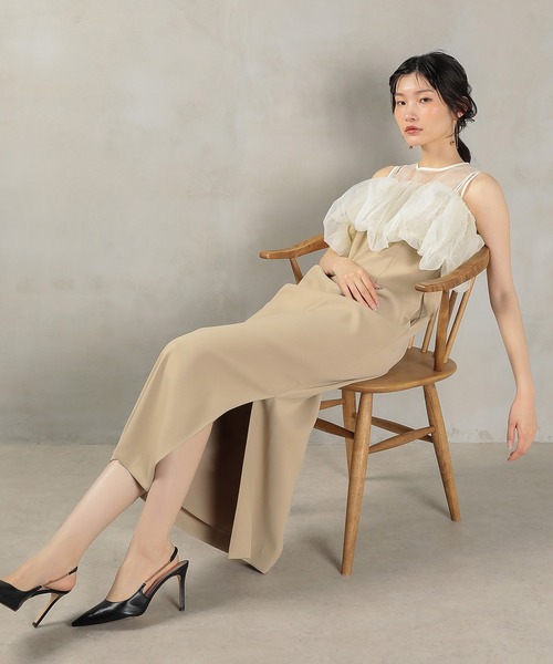 Kana(カナ)の「バルーン マルチウェイ ビスチェ ワンピース 2点セット パーティー デイリー 結婚式 お呼ばれ オケージョン(ドレス・レディース・ライトブルー/ベージュ×ブラック/ベージュ/ブラウン・M)」の2枚目の写真