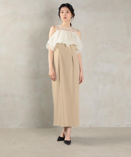 Kana(カナ)の「バルーン マルチウェイ ビスチェ ワンピース 2点セット パーティー デイリー 結婚式 お呼ばれ オケージョン(ドレス・レディース・ライトブルー/ベージュ×ブラック/ベージュ/ブラウン・M)」の21枚目の写真