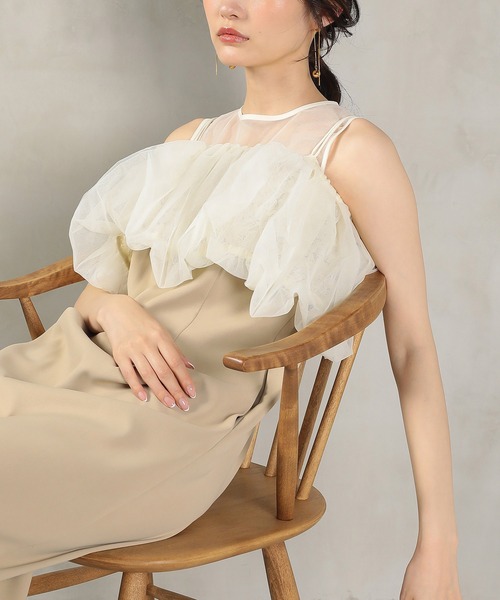 Kana(カナ)の「バルーン マルチウェイ ビスチェ ワンピース 2点セット パーティー デイリー 結婚式 お呼ばれ オケージョン(ドレス・レディース・ライトブルー/ベージュ×ブラック/ベージュ/ブラウン・M)」の16枚目の写真