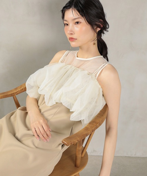 Kana(カナ)の「バルーン マルチウェイ ビスチェ ワンピース 2点セット パーティー デイリー 結婚式 お呼ばれ オケージョン(ドレス・レディース・ライトブルー/ベージュ×ブラック/ベージュ/ブラウン・M)」の17枚目の写真