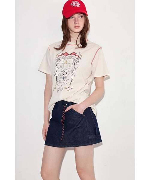 tシャツ グラフィックプリント レースカフ  Tシャツ FX25S366「Fano Studios」「2025SS」 レディース メンズ セール】グラフィックプリント レースカフ Tシャツ FX25S366