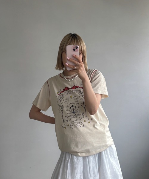 tシャツ 手描き風プリント 半袖Tシャツ FX25S226「Fano Studios」「2025SS」 レディース メンズ 手描き風プリント 半袖Tシャツ FX25S226【Fano Studios