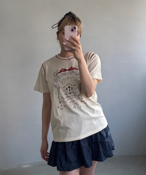 tシャツ 手描き風プリント 半袖Tシャツ FX25S226「Fano Studios」「2025SS」 レディース メンズ セール】手描き風プリント 半袖Tシャツ FX25S226【Fano Studios