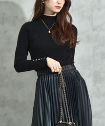 INTERPLANET | 変形編み袖口ボタンリブニット(ニット/セーター)