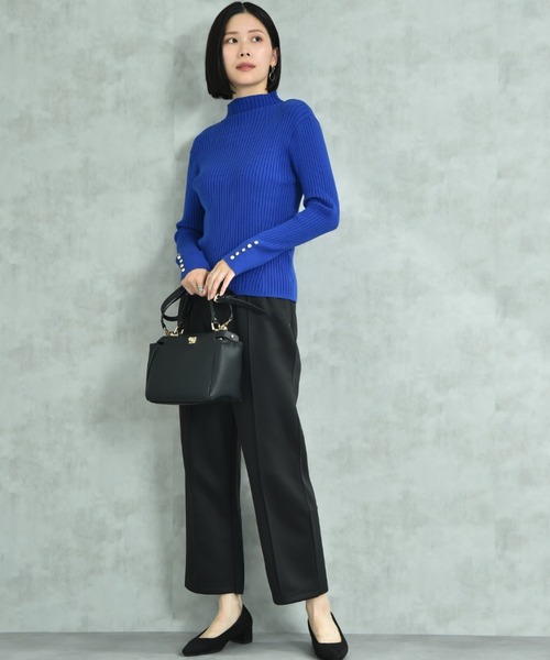 INTERPLANET（インタープラネット）の「変形編み袖口ボタンリブニット（ニット/セーター・レディース・ブルー/レッド/オフホワイト/イエロー/ブラック・LARGE/FREE）」の10枚目の写真