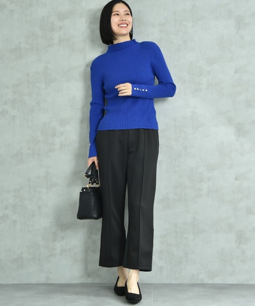 INTERPLANET（インタープラネット）の「変形編み袖口ボタンリブニット（ニット/セーター・レディース・ブルー/レッド/オフホワイト/イエロー/ブラック・LARGE/FREE）」の11枚目の写真