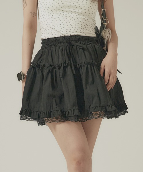 セール】Ballet Core Lace Flared Mini Skirt / バレエコア