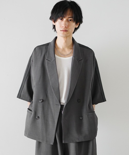 MinoriTY(マイノリティ)の「【MinoriTY】サイドラインダブルテーラードジャケット メンズ 夏服(テーラードジャケット・メンズ・チャコール/ブラウン/ブラック・S/L/M)」の12枚目の写真