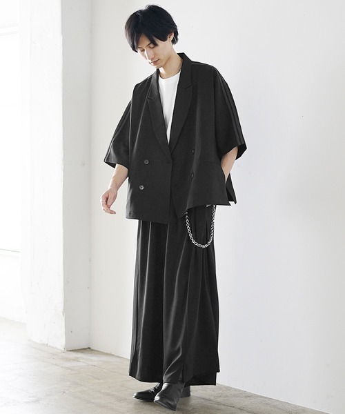 MinoriTY(マイノリティ)の「【MinoriTY】サイドラインダブルテーラードジャケット メンズ 夏服(テーラードジャケット・メンズ・チャコール/ブラウン/ブラック・S/L/M)」の7枚目の写真