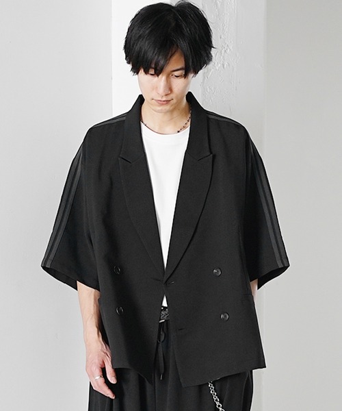 MinoriTY(マイノリティ)の「【MinoriTY】サイドラインダブルテーラードジャケット メンズ 夏服(テーラードジャケット・メンズ・チャコール/ブラウン/ブラック・S/L/M)」の5枚目の写真