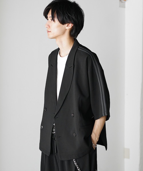 MinoriTY(マイノリティ)の「【MinoriTY】サイドラインダブルテーラードジャケット メンズ 夏服(テーラードジャケット・メンズ・チャコール/ブラウン/ブラック・S/L/M)」の6枚目の写真