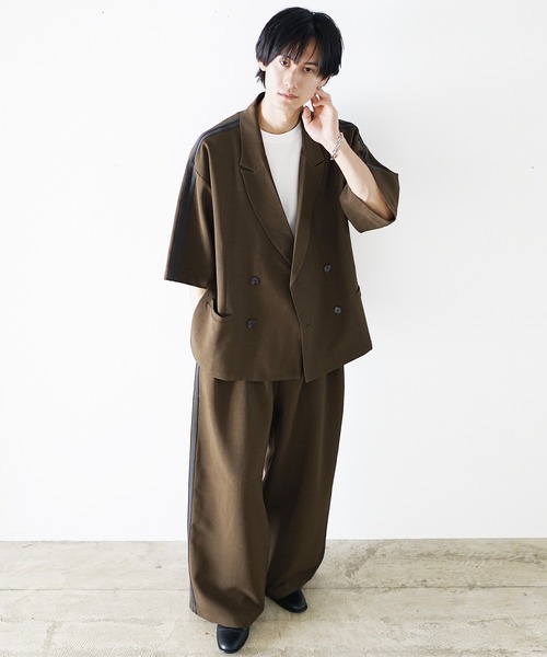 MinoriTY(マイノリティ)の「【MinoriTY】サイドラインダブルテーラードジャケット メンズ 夏服(テーラードジャケット・メンズ・チャコール/ブラウン/ブラック・S/L/M)」の11枚目の写真