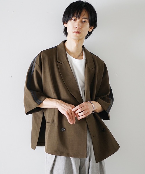 MinoriTY(マイノリティ)の「【MinoriTY】サイドラインダブルテーラードジャケット メンズ 夏服(テーラードジャケット・メンズ・チャコール/ブラウン/ブラック・S/L/M)」の9枚目の写真