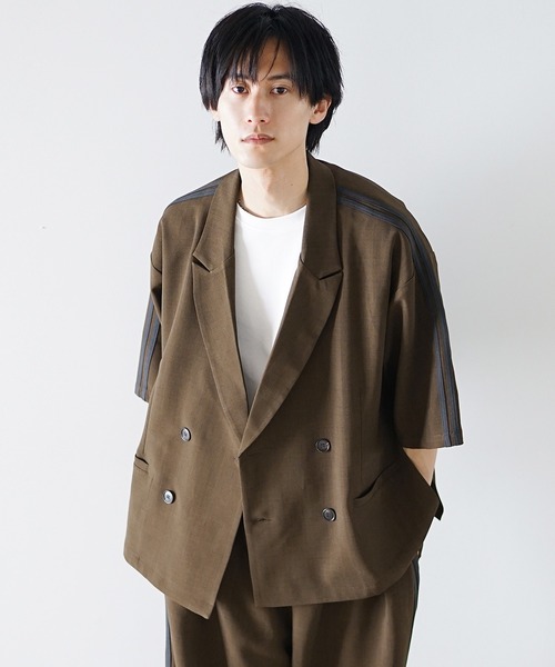 MinoriTY(マイノリティ)の「【MinoriTY】サイドラインダブルテーラードジャケット メンズ 夏服(テーラードジャケット・メンズ・チャコール/ブラウン/ブラック・S/L/M)」の10枚目の写真