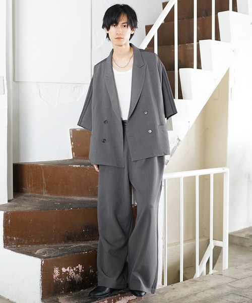 MinoriTY(マイノリティ)の「【MinoriTY】サイドラインダブルテーラードジャケット メンズ 夏服(テーラードジャケット・メンズ・チャコール/ブラウン/ブラック・S/L/M)」の14枚目の写真