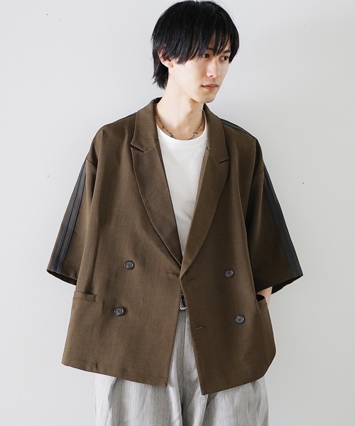 MinoriTY(マイノリティ)の「【MinoriTY】サイドラインダブルテーラードジャケット メンズ 夏服(テーラードジャケット・メンズ・チャコール/ブラウン/ブラック・S/L/M)」の8枚目の写真