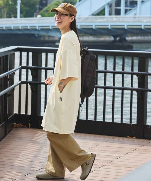 クイックドライ〉ビッグシルエット ストレッチTシャツワンピース【THE