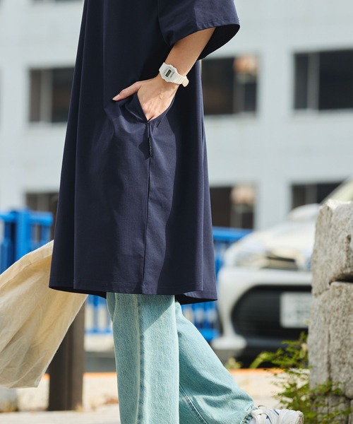 THE CRAFT CREW PRODUCTS(ザクラフトクループロダクツ)の「〈クイックドライ〉ビッグシルエット ストレッチTシャツワンピース【THE CRAFT CREW PRODUCTS】(Tシャツ/カットソー・レディース・ネイビー/ライトグレー/ブラック/アイボリー・FREE)」の16枚目の写真