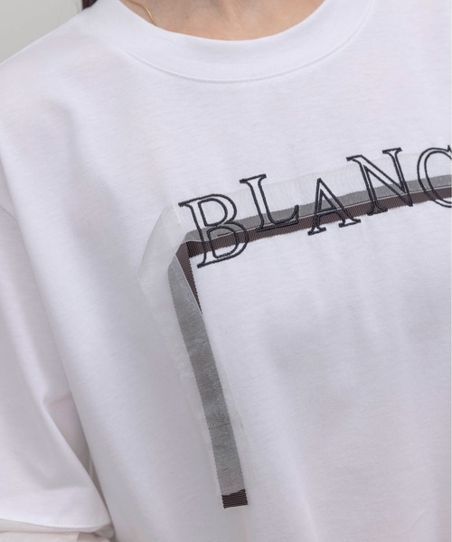 Eimee Law（エイミーロウ）の「テープロゴ エンブロ切替トップス（Tシャツ/カットソー・レディース・ブラウン/オフホワイト/ブラック/グレー・FREE）」の11枚目の写真