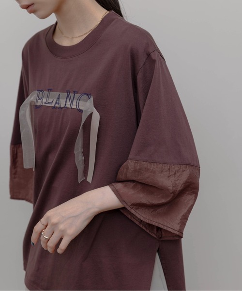 Eimee Law（エイミーロウ）の「テープロゴ エンブロ切替トップス（Tシャツ/カットソー・レディース・ブラウン/オフホワイト/ブラック/グレー・FREE）」の17枚目の写真