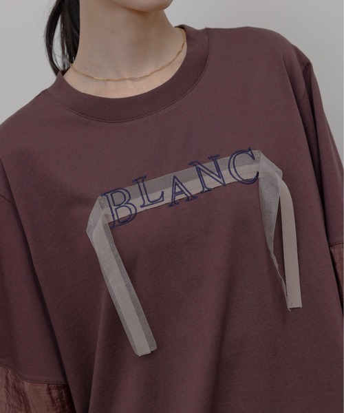 Eimee Law（エイミーロウ）の「テープロゴ エンブロ切替トップス（Tシャツ/カットソー・レディース・ブラウン/オフホワイト/ブラック/グレー・FREE）」の14枚目の写真