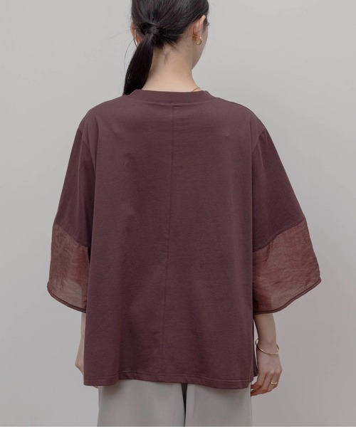 Eimee Law（エイミーロウ）の「テープロゴ エンブロ切替トップス（Tシャツ/カットソー・レディース・ブラウン/オフホワイト/ブラック/グレー・FREE）」の9枚目の写真