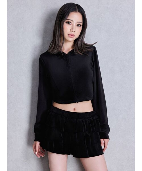 GYDA(ジェイダ)の「Robertson Blvd Velour ショートパーカー(パーカー・レディース・アイボリー/ブラック/カーキ・FREE)」の5枚目の写真