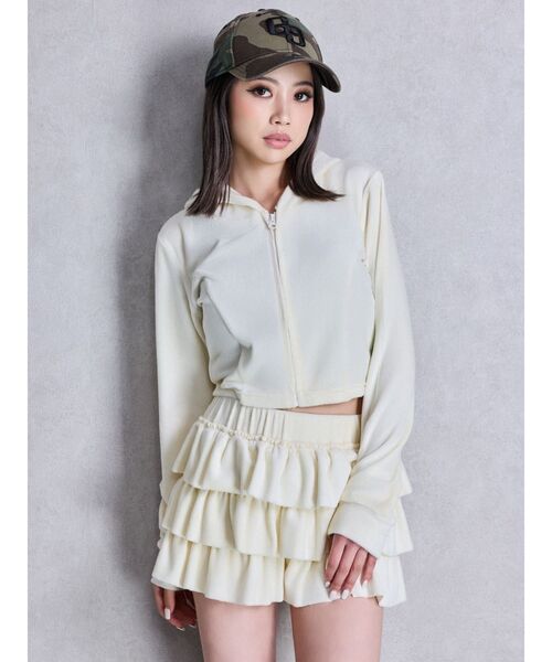 GYDA(ジェイダ)の「Robertson Blvd Velour ショートパーカー(パーカー・レディース・アイボリー/ブラック/カーキ・FREE)」の9枚目の写真