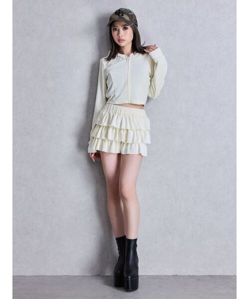 GYDA(ジェイダ)の「Robertson Blvd Velour ショートパーカー(パーカー・レディース・アイボリー/ブラック/カーキ・FREE)」の11枚目の写真