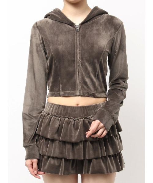 GYDA(ジェイダ)の「Robertson Blvd Velour ショートパーカー(パーカー・レディース・アイボリー/ブラック/カーキ・FREE)」の3枚目の写真