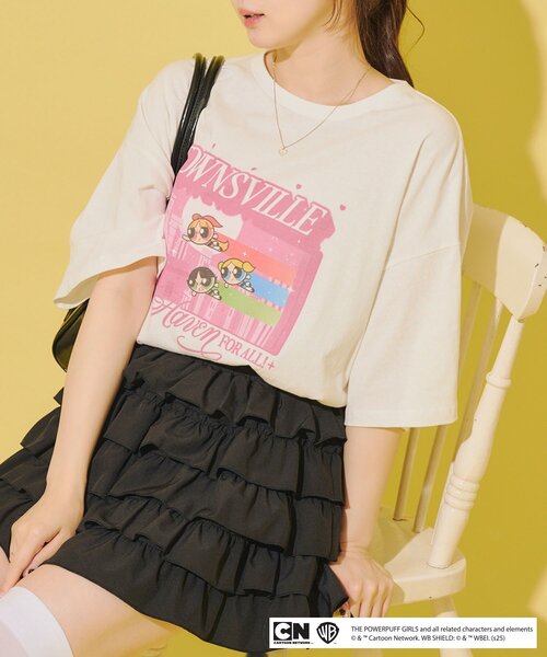 Remind me and forever(リマインドミーアンドフォーエバー)の「【パワーパフガールズ】BigTシャツ(Tシャツ/カットソー・レディース・ピンク/サックスブルー/オフホワイト/ブラック・FREE)」の1枚目の写真