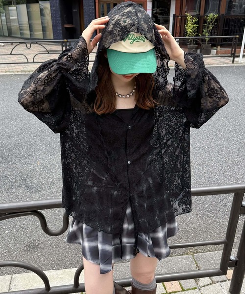 tiptop(ティップトップ)の「レースドロストパーカーカーディガン(Tシャツ/カットソー・レディース・オフホワイト/ブラック/ブラック系その他・FREE)」の20枚目の写真