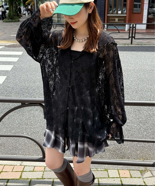 tiptop(ティップトップ)の「レースドロストパーカーカーディガン(Tシャツ/カットソー・レディース・オフホワイト/ブラック/ブラック系その他・FREE)」の22枚目の写真