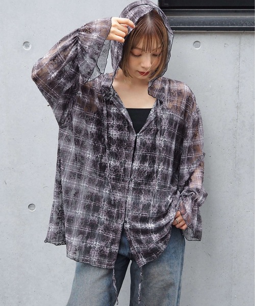パーカー/カーディガン 2201700 セール】レースドロストパーカーカーディガン（Tシャツ
