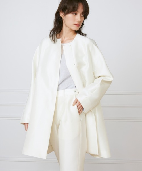 INED(イネド)の「ノーカラーAラインコート《la veille by SUPERIOR CLOSET》【セットアップ対応】(ノーカラーコート・レディース・ネイビー/アイボリー・9号)」の1枚目の写真