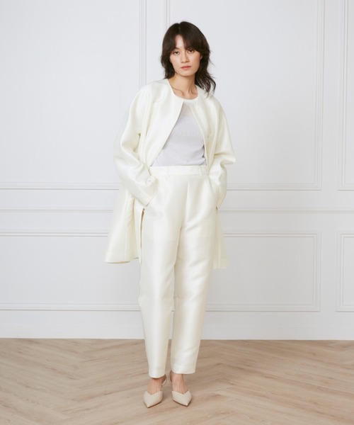 INED(イネド)の「ノーカラーAラインコート《la veille by SUPERIOR CLOSET》【セットアップ対応】(ノーカラーコート・レディース・ネイビー/アイボリー・9号)」の8枚目の写真