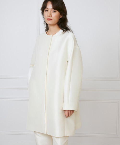 INED(イネド)の「ノーカラーAラインコート《la veille by SUPERIOR CLOSET》【セットアップ対応】(ノーカラーコート・レディース・ネイビー/アイボリー・9号)」の9枚目の写真