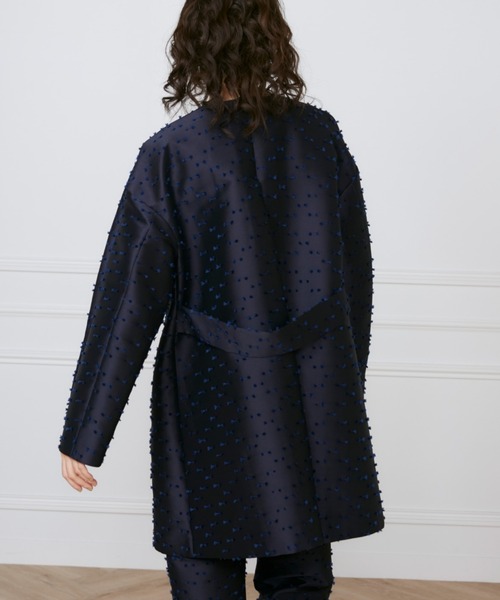 INED(イネド)の「ノーカラーAラインコート《la veille by SUPERIOR CLOSET》【セットアップ対応】(ノーカラーコート・レディース・ネイビー/アイボリー・9号)」の16枚目の写真