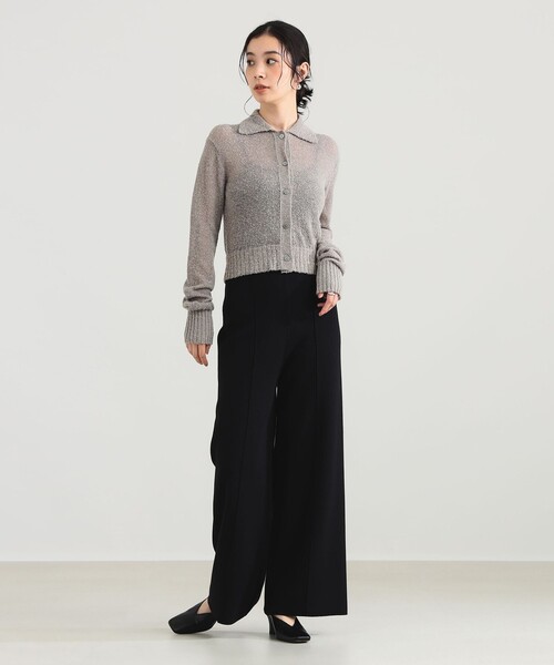 Demi-Luxe BEAMS（デミルクス ビームス）の「【1/9再値下げ】AK+1 / ポロカラーショート カーディガン［手洗い可］（ニット/セーター・レディース・ブラック/ライトグレー・ONE SIZE）」の5枚目の写真