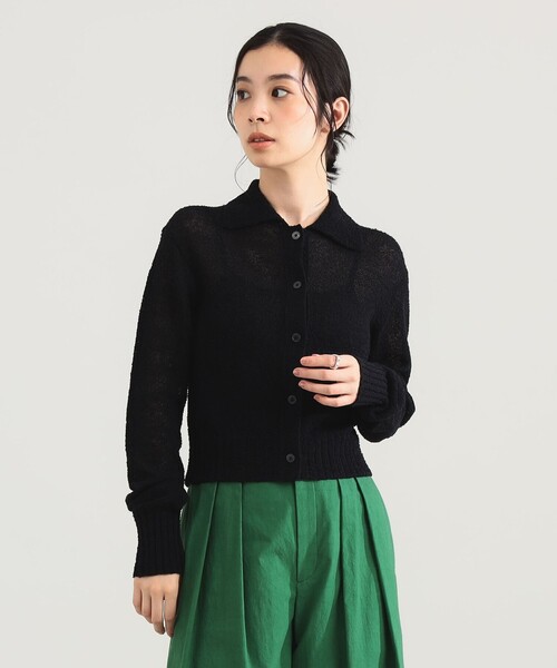 Demi-Luxe BEAMS（デミルクス ビームス）の「【1/9再値下げ】AK+1 / ポロカラーショート カーディガン［手洗い可］（ニット/セーター・レディース・ブラック/ライトグレー・ONE SIZE）」の13枚目の写真