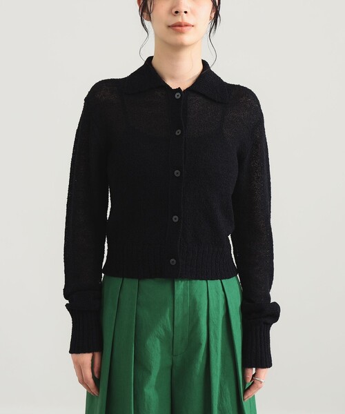 Demi-Luxe BEAMS（デミルクス ビームス）の「【1/9再値下げ】AK+1 / ポロカラーショート カーディガン［手洗い可］（ニット/セーター・レディース・ブラック/ライトグレー・ONE SIZE）」の15枚目の写真