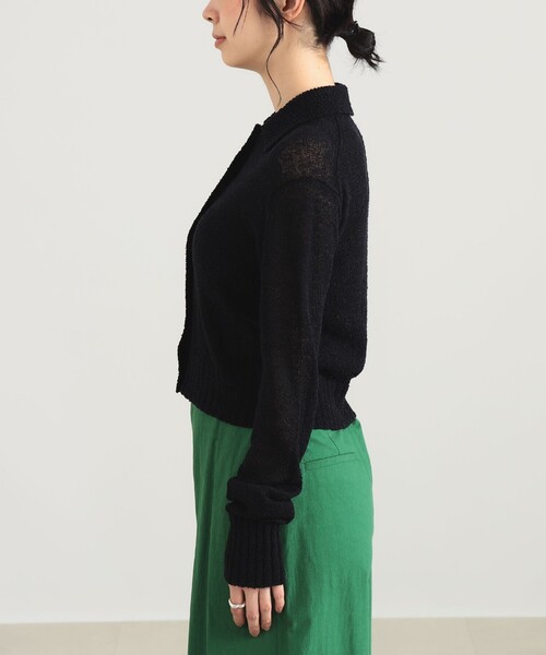 Demi-Luxe BEAMS（デミルクス ビームス）の「【1/9再値下げ】AK+1 / ポロカラーショート カーディガン［手洗い可］（ニット/セーター・レディース・ブラック/ライトグレー・ONE SIZE）」の16枚目の写真