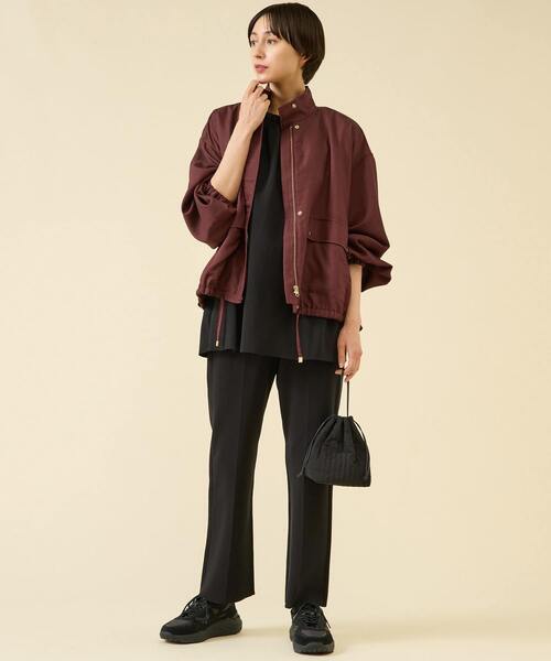 martinique（マルティニーク）の「VIS混ツイルスタンドカラーブルゾン（ブルゾン・レディース・ネイビー/ボルドー/カーキ・FREE）」の6枚目の写真