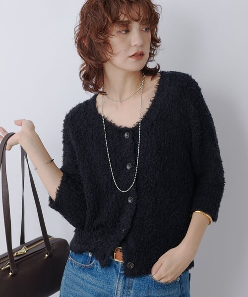 RIVE DROITE（リヴドロワ）の「【トレンド感抜群】コットンシャギーカーディガン（カーディガン/ボレロ・レディース・ブラック/ベビーピンク・FREE）」の2枚目の写真