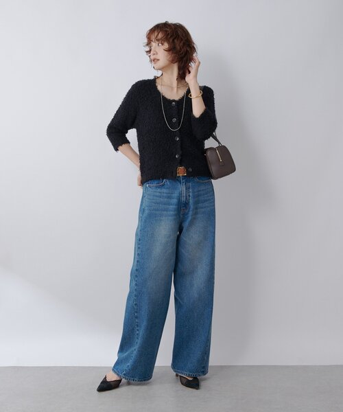 RIVE DROITE（リヴドロワ）の「【トレンド感抜群】コットンシャギーカーディガン（カーディガン/ボレロ・レディース・ブラック/ベビーピンク・FREE）」の4枚目の写真