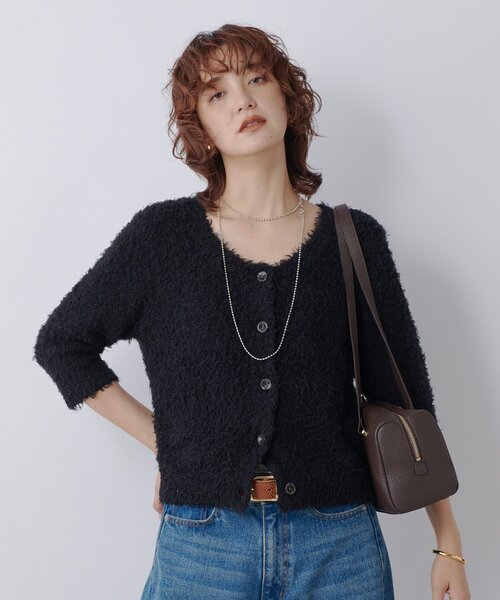 RIVE DROITE（リヴドロワ）の「【トレンド感抜群】コットンシャギーカーディガン（カーディガン/ボレロ・レディース・ブラック/ベビーピンク・FREE）」の7枚目の写真