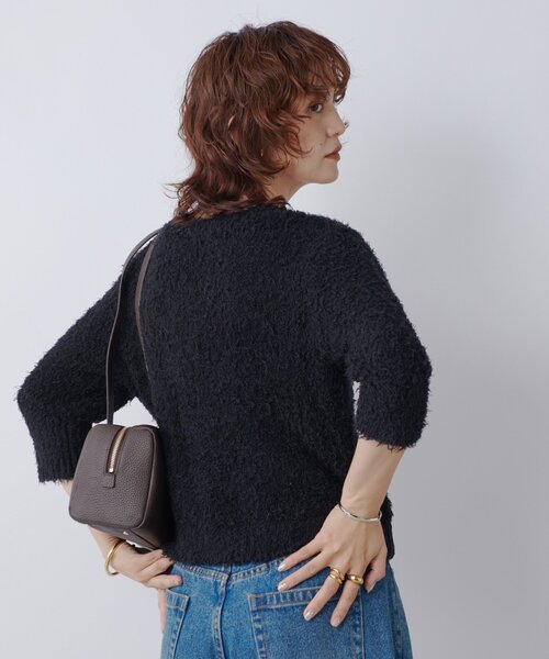 RIVE DROITE（リヴドロワ）の「【トレンド感抜群】コットンシャギーカーディガン（カーディガン/ボレロ・レディース・ブラック/ベビーピンク・FREE）」の9枚目の写真