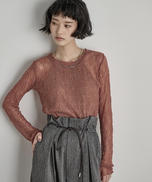 今期 &ellecy レースカットソー ストレッチレースクルーネックPO（Tシャツ/カットソー）｜THE YOn