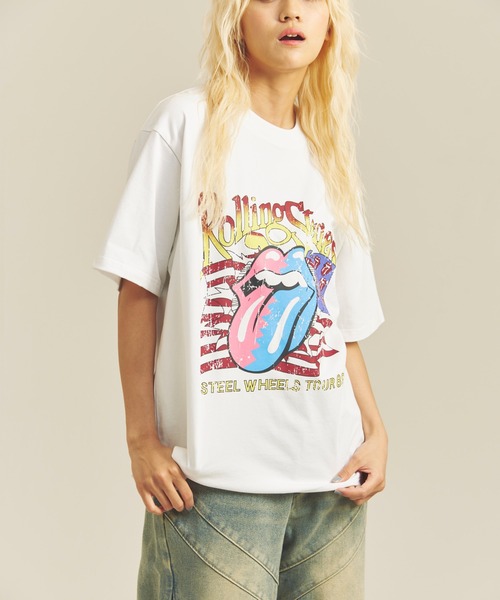 JACKROSE（ジャックローズ）の「B-TRS-Lips&Tongue　TOUR TEE（Tシャツ/カットソー・メンズ・ホワイト/チャコール・M/L）」の4枚目の写真