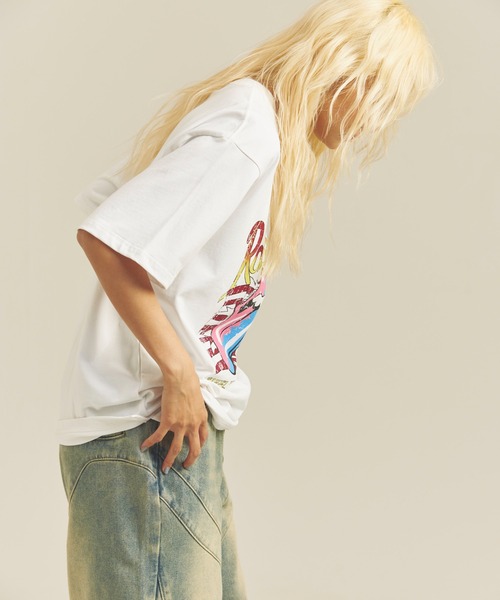 JACKROSE（ジャックローズ）の「B-TRS-Lips&Tongue　TOUR TEE（Tシャツ/カットソー・メンズ・ホワイト/チャコール・M/L）」の5枚目の写真